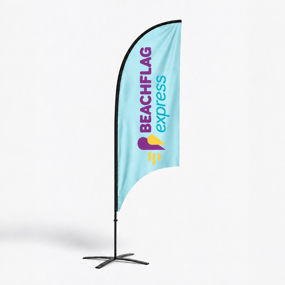 Beachflag Active in Hellblau mit Beachflag-Express-Logo